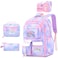 Schxuw 3Pcs Backpacks for Girls Cute Rainbow School Backpack with Lunch Bag Pen Bag Set MultiPockets Kids Backpack for Elementary Preschool ToddlerPurple