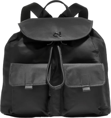 Cole Haan Womens Grand Series Nylon Flap Backpack Black Solid