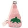 Hiflyer Pink Strawberry Sling Backpack Small Backpack for Girls Kawaii Bag Lightweight Canvas Adjustable Shoulder Strap Zipper 8x5x2 inches