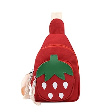 Hiflyer Small Sling Backpack Rabbit Strawberry Design Mini Backpack for Girls Adjustable Shoulder Strap Zipper Closure 8x5x2 Inches 02 liters