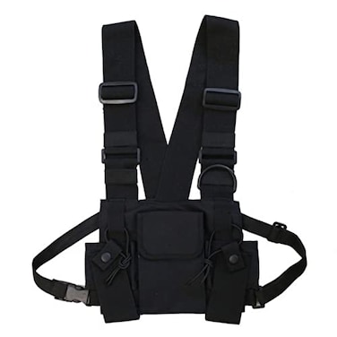 CZDLDNXS MultiPocket Chest Rig Bag Utility Vest Chest Bag for Men Hands Free Radio Front Pack Pouch Hip Hop Chest Pack Functional Tactical Harness for Women Running Exercise Hiking Camping