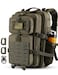 Hannibal Tactical 45L MOLLE Assault Backpack Tactical Backpack Military Army Camping Rucksack with Bottle Holder 3Day Pack Trip wUSA Flag Patch DRings Olive