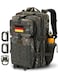 Hannibal Tactical 45L MOLLE Assault Pack Tactical Backpack Army Military Camping Rucksack with Bottle Holder 3Day Pack Travel Trip wUSA Flag Patch DRings German Flecktarn