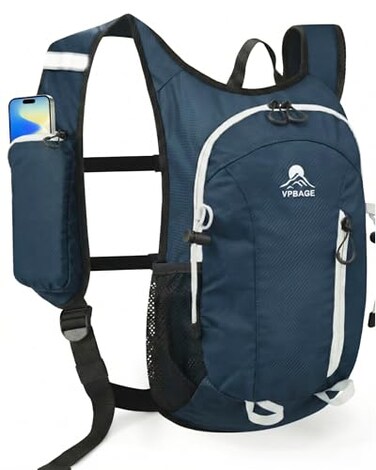VPBAGE Foldable Small Hiking Backpack with 3 Strap Pockets Lightweight 300D Spillproof Daypack for Men Women Packable Small Travel Backpack with Chest Strap Trekking Pole Holder Durable Outdoor Bag