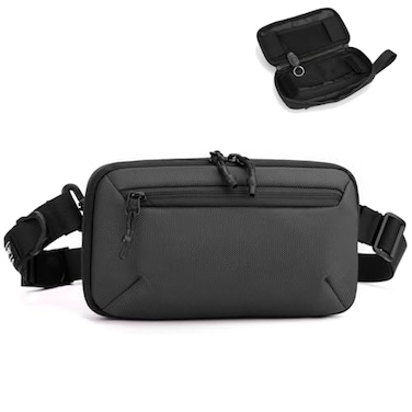 YOVERGA Crossbody Fanny Pack 15L Small Sling Bag Water Resistant Handled Pouch with Adjustable Strap D Ring for Travel Running Hiking EDCGrey