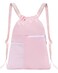 BAVELOE Drawstring Backpack with Mesh Pocket Water Resistant String Beach Swim Sports Gym for Women Men Pink
