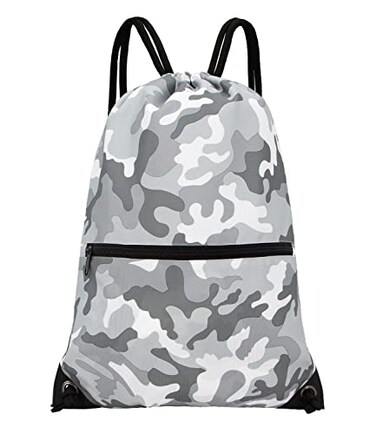 HOLYLUCK Drawstring Backpack Bag Sport Gym Sackpack grey camo