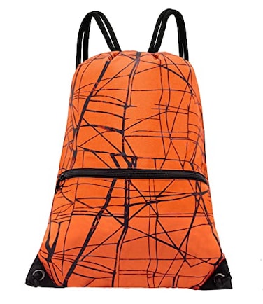 HOLYLUCK Drawstring Backpack Bag Sport Gym Sackpack metallicorange