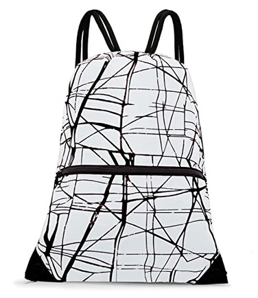 HOLYLUCK Drawstring Backpack Bag Sport Gym Sackpack metallicwhite