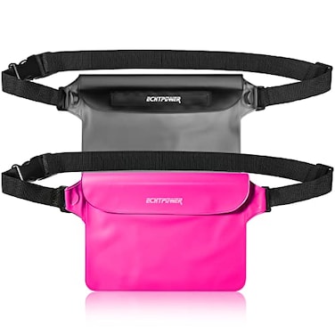 ECHTPower 2Pack Waterproof Pouch Bag Waterproof Fanny Pack Waterproof Dry Bag with Adjustable Waist Strap for Beach Swimming Kayaking Floating Boating