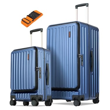 CENSIEN Luggage Sets 2 Pieces 20 Inch Carry On Luggage and 29 Inch Checked Luggage with Spinner Wheels Lightweight ABSPC Hardshell Trunk Suitcases with Aluminum Frame Top Opening Blue 2029