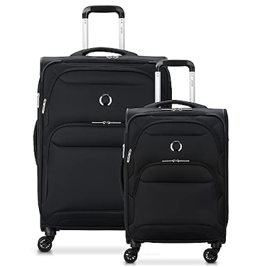 DELSEY PARIS Sky Max 20 Softside Expandable Luggage with Spinner Wheels Black 2Piece Set 2124