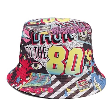 Quanhaigou Reversible Printed Bucket HatSummer Beach Outdoor Cap Back to 80S