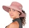 XuoAz Womens Summer Sun Hat Beach Hat Wide Brim Outdoor UV Protection Hat Packable Mesh Bucket Hat with Ponytail Hole
