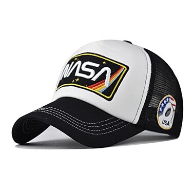 BAIMORE NASA Hat Baseball Cap Mesh Snap Back Adjustable Patchwork Outdoor Sports Cap