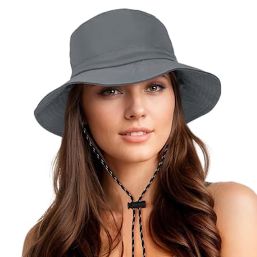 Durio Waterproof Bucket Hats for Woman UPF 50 Sun Hat UV Protection Packable Rain Hats for Women Lightweight Hiking Hat Gray One Size