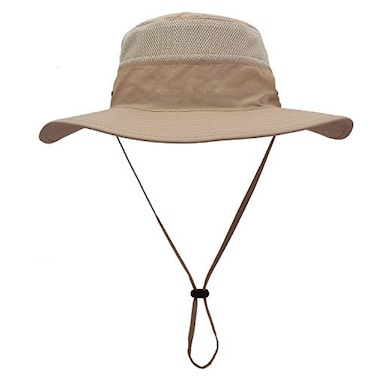 Home Prefer Mens Sun Hat UPF 50 Wide Brim Bucket Hat Windproof Fishing Hats Milk Khaki