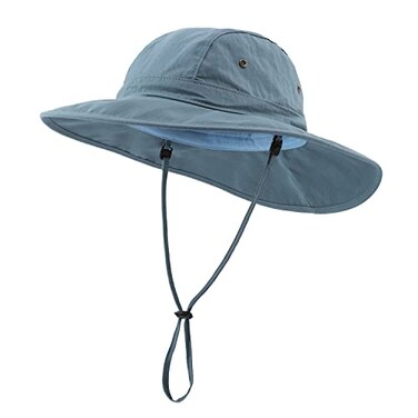 Home Prefer Mens UPF50 Bucket Sun Hat Wide Brim UV Sun Protection Hat Summer Hat Fishing Cap Blue