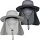 29 IYEBRAO IYEBRAO 2 Pack Mens Outdoor Sun Hat with Face Neck Flap UV Protection for Fishing Hiking Garden 2 PackDark GrayLight Gray