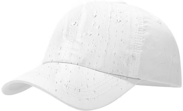 Malaxlx White Waterproof Baseball Cap for Men Women Breathable UPF50 Sport Outdoor Caps Quick Dry Adjustable Rain Hat