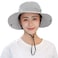 Muryobao Womens Sun Hat Outdoor UV Protection Foldable Mesh Bucket Hat Wide Brim Summer Beach Fishing Cap Pure Light Grey