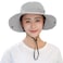 Muryobao Womens Sun Hat Outdoor UV Protection Foldable Mesh Bucket Hat Wide Brim Summer Beach Fishing Cap Pure Light Grey