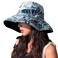 MIFULGOO Reversible Floral Sun Hats UV Protection UPF Packable Wide Brim Chin Strap Women Black
