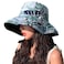 MIFULGOO Reversible Floral Sun Hats UV Protection UPF Packable Wide Brim Chin Strap Women Black
