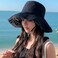 MIFULGOO Reversible Floral Sun Hats UV Protection UPF Packable Wide Brim Chin Strap Women Black