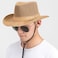 KABAKE Wide Brim Straw Panama Hat Fedora Beach Sun Hat UPF50 Unisex Fishing Hats Khaki