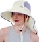 Moon Kitty Womens Sun Hat UPF 50 Wide Brim Bucket Hat Matte Packable Waterproof Fishing Hiking Beach Hat with Ponytail Hole OffWhite