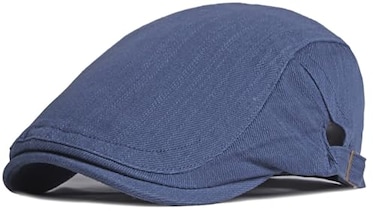 Xinveen Newsboy Hats for Men Flat Cap Cotton Adjustable Breathable Irish Cabbie Ivy Driving Hunting Hat Navy