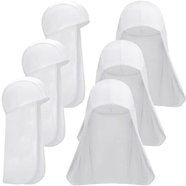 Sintege 6 Pieces Hard Hat Sun Shade Cooling Skull Cap Sun Neck Protector Quick Dry Neck Shade for Women MenWhite