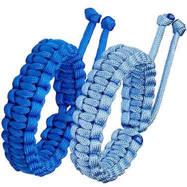 Jewever Paracord Survival Bracelets Braided Paracord Handmade Rope for Couples Men Women Adjustable Size 2Pcs Blue