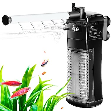 AQQA Aquarium Internal Filter Submersible Power Filter inTank with Adjustable Water Flow Ultra Silent Sponge Filter for Fish Tank Water Crystal Clear