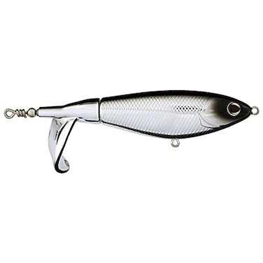 Berkley Choppo Topwater Fishing Lure Black Chrome 34 oz 105mm Topwater Enhanced Propeller Surface Area for Maximum Disturbance Equipped with Sharp Fusion19 Hook