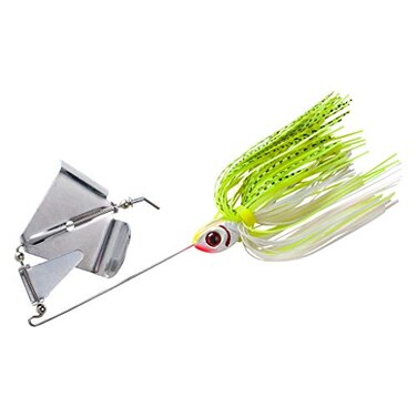 Booyah BYB38606 Buzz Bait 38Ounce White Chartreuse ShadAlum Clacker ModelBYB38606