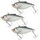 Dr.Fish DrFish 3 Pack Lipless Crankbait VIB Hard Bait Sinking Bass Lure Chrome Laser Painting 3D Eyes Rattle Balls Treble Hook Split Ring Tackle Box Freshwater Shad Perch Walleye Musky