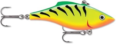 Rapala Rattlin Lipless Crankbait Hard Bait Lure Bass Walleye and Pike Fishing Lure Loud Rattle 112 Firetiger