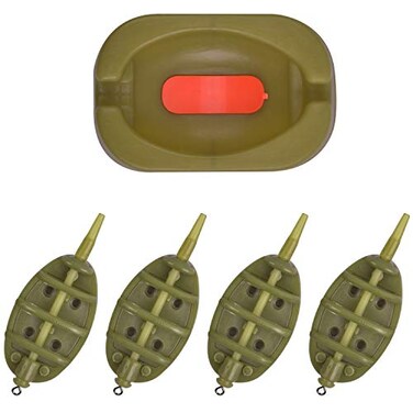 SILANON Carp Fishing Method Feeder Set 4 Inline Method Feeders with 1 Quick Release Carp Fishing Equipment Tackle for Baits Holder Tool