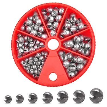 SILANON Split Shot Fishing Weights Kit 423ozBox Round Split Shot Fishing Sinkers Removable Small Fishing Egg Weights Fishing Gear Tackle 7 Sizes