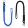Frienda 2 Set Heavy Duty Paracord Lanyard Necklace Whistles Strap Braided 550 Keychain Lanyard for Outdoor Activities Black Blue