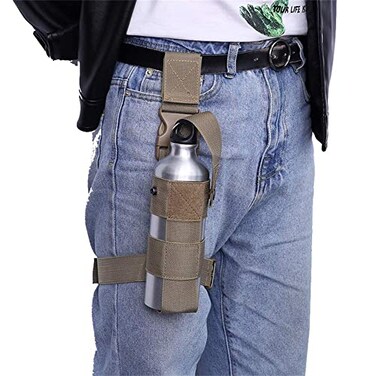 MiOYOOW Drop Leg Water Bottle Holster Pepper Spray Holder Adjustable Thigh Pepper Spray Pouch Open Top Thigh Pouch for LeftRight Leg