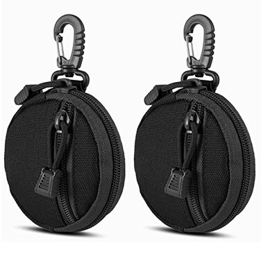 FRTKK 2 Pack Tactical Compact EDC Pouches Military Molle Utility Pouch Organizer Pouch Coin Purse Keychain Pocket Credit Card Holder Waist Pack Black