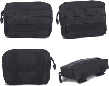 Mengqianxunm Small Tactical Molle Pouch Belt Pouch Mini Tactical Admin Pouch Nylon EDC Utility Pouches Bag for Outdoor Camping Multiple CompartmentsBlack