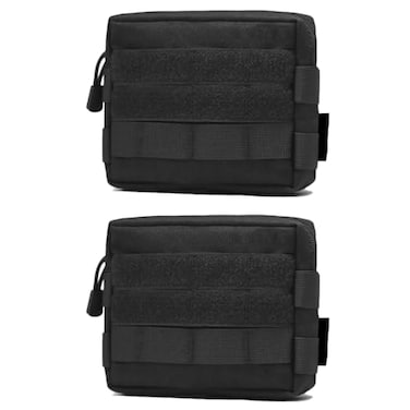 TRIWONDER Tactical MOLLE Horizontal Admin Pouch Utility EDC Tool Bag Military Carry Accessory Belt Hanging Waist Bag Black 2 Pack