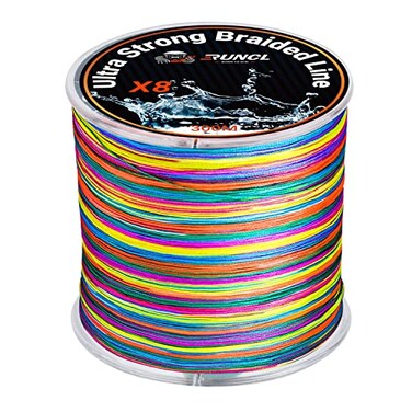 RUNCL Braided Fishing Line 8 Strand Abrasion Resistant Fishing Line Braid Super Durable Smooth Casting Zero Stretch Smaller Diameter Hi Vis 3281093 Yards 12100LB100LB328yds