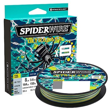 Spiderwire SpiderWire Superline Ultracast Braid Aqua Camo 100lb 453kg 164yd 150m Braided Fishing Line Suitable for Freshwater and Saltwater Environments