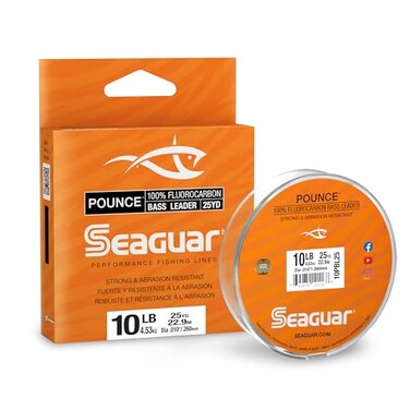 Seaguar Pounce Bass Fishing Leader 100 Fluorocarbon 10lbs 25yd Spool 10PBL25