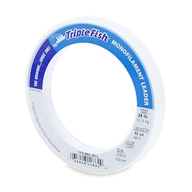 Triple Fish Monofilament Leader 25 lb 113 kg Test 020 in 050 mm Dia Clear 50 yd 46 m